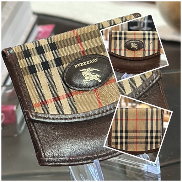 Authentic Vintage Burberry Coin Case Nova Check Shadow Horse Purse, VGUC - Picture 3 of 16